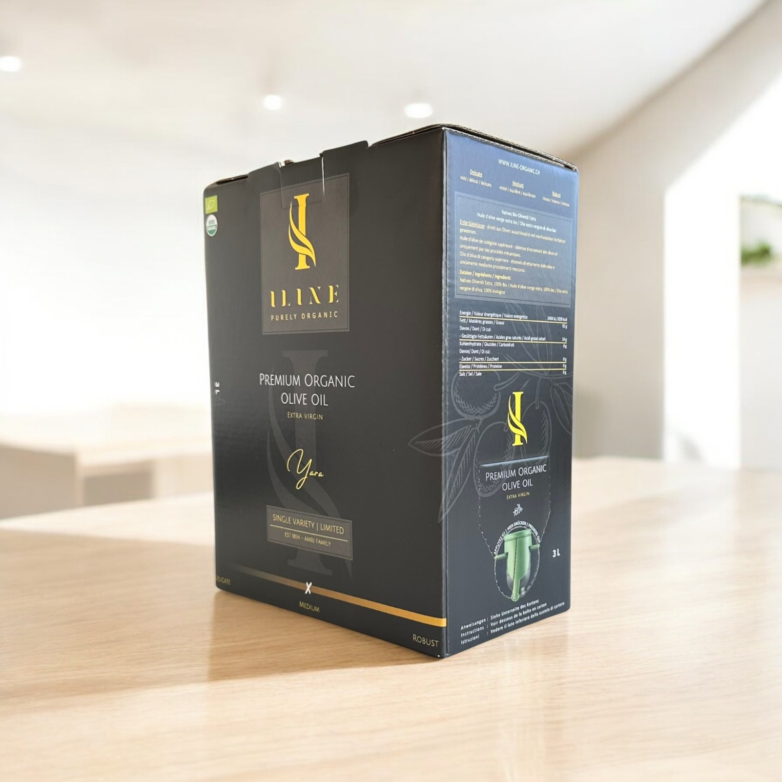 3L Bag-in-Box – Iline Organic Olivenöl Medium „Yara“ – ausgewogen & fruchtig.