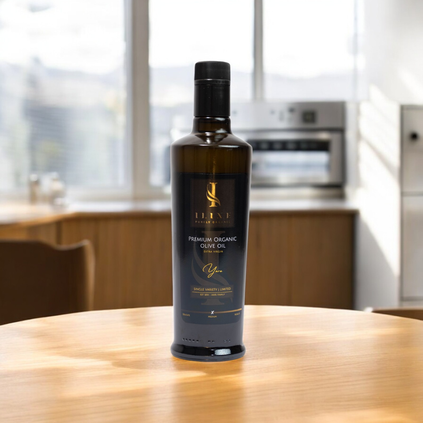 500ml Glasflasche – Iline Organic Olivenöl Medium „Yara“ – ausgewogen & fruchtig.