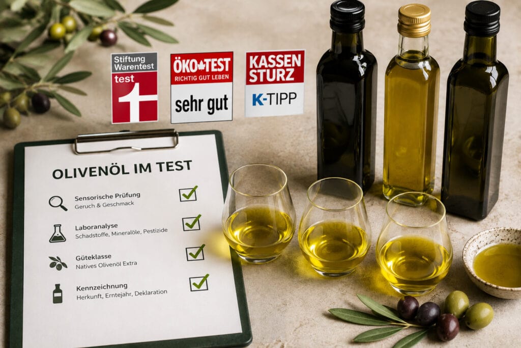 Olive Oil Put to the Test: What Stiftung Warentest, ÖKO-TEST and Kassensturz Really Show